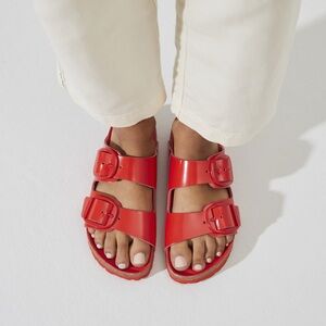 NWT Birkenstock Arizona Big Buckle High Shine Tomato NARROW WIDTH Size 38/W7